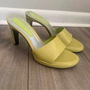 Vtg 90s Y2K Gianni Bini backless genuine leather slide heels green size 8